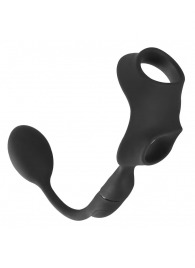 Черное виброкольцо с анальной пробкой Cock Ring with RC Butt Plug - Orion - в Томске купить с доставкой