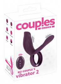 Фиолетовая насадка на член с клиторальным отростком и пультом ДУ RC Couple’s Vibrator 2 - Orion - в Томске купить с доставкой