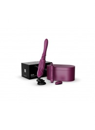 Фиолетовая секс-машина с функцией нагрева, насадками и присоской Sesh - Zalo - купить с доставкой в Томске