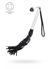 Плеть с белой рукоятью и чёрными хлыстами - 50 см. - Pecado - купить с доставкой в Томске