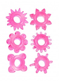 Набор из 6 розовых эрекционных колец с различным рельефом - Erowoman-Eroman - в Томске купить с доставкой