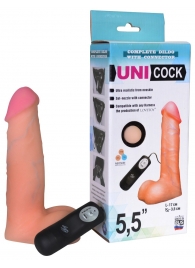 Фаллическая насадка Харнесс UNICOCK 5,5  с вибрацией - 17 см. - LOVETOY (А-Полимер) - купить с доставкой в Томске