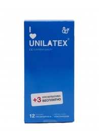 Классические презервативы Unilatex Natural Plain - 12 шт. + 3 шт. в подарок - Unilatex - купить с доставкой в Томске