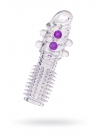 Гелевая прозрачная насадка с шариками и шипами - 14 см. - Toyfa Basic - в Томске купить с доставкой Гелевая прозрачная насадка с шариками и шипами - 14 см. - Toyfa Basic - в Томске купить с доставкой