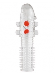 Гелевая прозрачная насадка с шариками и шипами - 14 см. - Toyfa Basic - в Томске купить с доставкой Гелевая прозрачная насадка с шариками и шипами - 14 см. - Toyfa Basic - в Томске купить с доставкой