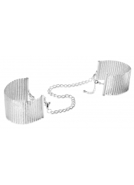 Серебристые наручники-браслеты Desir Metallique Handcuffs - Bijoux Indiscrets - купить с доставкой в Томске
