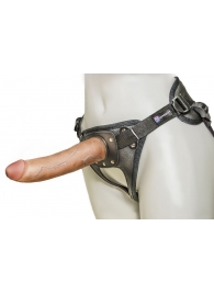 Насадка-фаллоимитатор на кожаных трусиках Harness Ultra Realistic 7  - 18 см. - LOVETOY (А-Полимер) - купить с доставкой в Томске