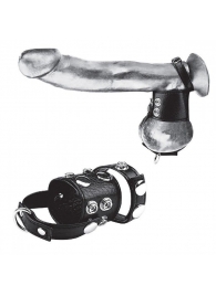 Утяжка на пенис и мошонку Cock Ring With 1.5  Ball Stretcher And Optional Weight Ring - BlueLine - купить с доставкой в Томске