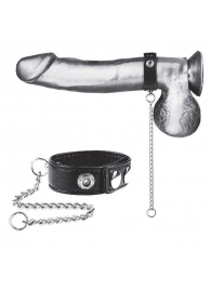 Утяжка на пенис с поводком Snap Cock Ring With 12  Leash - BlueLine - купить с доставкой в Томске