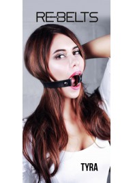 Чёрный кожаный чокер-кляп Tyra Black - Rebelts - купить с доставкой в Томске