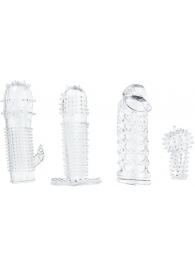Набор из 4 насадок на член Pleasured Penis Enhancement Sleeve 4 Pack - XR Brands - в Томске купить с доставкой