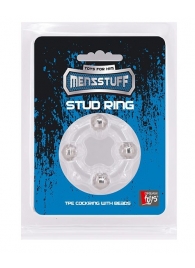 Эрекционное кольцо с 4 бусинами MENZSTUFF STUD RING CLEAR - Dream Toys - в Томске купить с доставкой