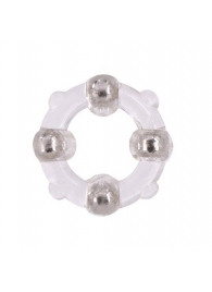 Эрекционное кольцо с 4 бусинами MENZSTUFF STUD RING CLEAR - Dream Toys - в Томске купить с доставкой