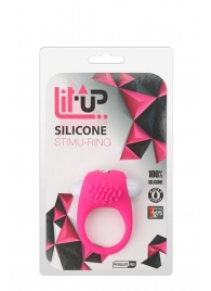 Розовое эрекционное кольцо с щеточкой LIT-UP SILICONE STIMU RING 5 - Dream Toys - в Томске купить с доставкой