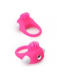 Розовое эрекционное кольцо с щеточкой LIT-UP SILICONE STIMU RING 5 - Dream Toys - в Томске купить с доставкой