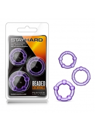 Набор из 3 фиолетовых эрекционных колец Stay Hard Beaded Cockrings - Blush Novelties - в Томске купить с доставкой