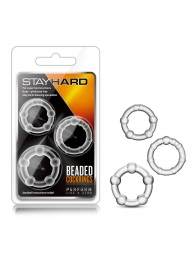 Набор из 3 прозрачных эрекционных колец Stay Hard Beaded Cockrings - Blush Novelties - в Томске купить с доставкой