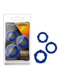 Набор из 3 синих эрекционных колец Stay Hard Beaded Cockrings - Blush Novelties - в Томске купить с доставкой