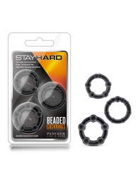 Набор из 3 чёрных эрекционных колец Stay Hard Beaded Cockrings - Blush Novelties - в Томске купить с доставкой