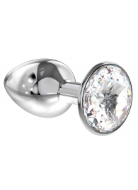 Малая серебристая анальная пробка Diamond Clear Sparkle Small с прозрачным кристаллом - 7 см. - Lola Games - купить с доставкой в Томске