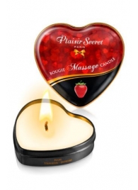 Массажная свеча с ароматом клубники Bougie Massage Candle - 35 мл. - Plaisir Secret - купить с доставкой в Томске