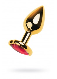 Золотистая анальная пробка с кристаллом-сердцем - 7,5 см. - ToyFa - купить с доставкой в Томске