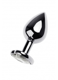 Серебристая анальная пробка с прозрачным кристаллом-сердцем - 8 см. - ToyFa - купить с доставкой в Томске