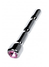 Серебристый уретральный плаг со стразом - 7 см. - ToyFa - купить с доставкой в Томске