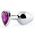 Серебристая анальная пробка с фиолетовым кристаллом-сердечком - 8 см. - Anal Jewelry Plug - купить с доставкой в Томске