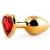 Золотистая анальная пробка с красным стразом-сердечком - 8 см. - Anal Jewelry Plug - купить с доставкой в Томске