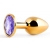 Золотистая анальная пробка с фиолетовым стразом - 7,2 см. - Anal Jewelry Plug - купить с доставкой в Томске