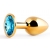 Золотистая анальная пробка с голубым стразом - 7,2 см. - Anal Jewelry Plug - купить с доставкой в Томске
