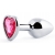 Серебристая анальная пробка с розовым кристаллом-сердечком - 7 см. - Anal Jewelry Plug - купить с доставкой в Томске