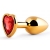 Золотистая анальная пробка с красным стразом-сердечком - 7 см. - Anal Jewelry Plug - купить с доставкой в Томске