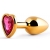 Золотистая анальная пробка с малиновым кристаллом-сердечком - 7 см. - Anal Jewelry Plug - купить с доставкой в Томске
