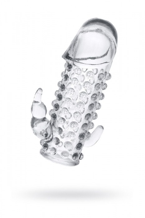 Гелевая прозрачная насадка с 2 отростками - 13 см. - Toyfa Basic - в Томске купить с доставкой