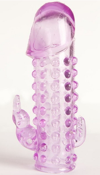 Закрытая фиолетовая насадка с 2 отростками - 13 см. - Toyfa Basic - в Томске купить с доставкой