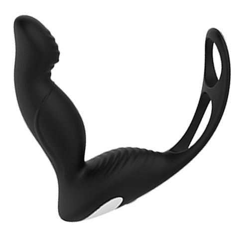 Черный вибромассажер простаты P-PLEASER W ERECTION ENHANCE - Dream Toys - в Томске купить с доставкой
