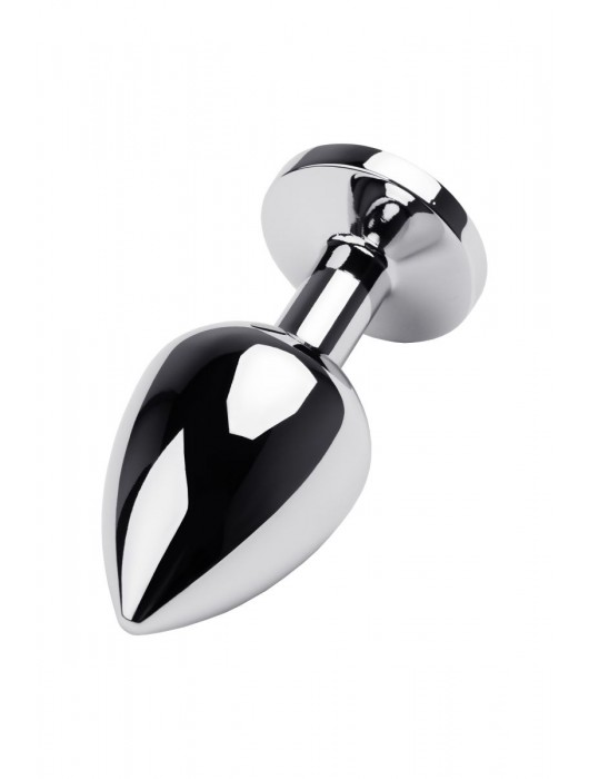 Серебристая коническая анальная пробка с красным кристаллом - 8 см. - ToyFa - купить с доставкой в Томске