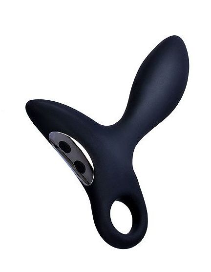Черный силиконовый анальный вибромассажер Erokey с колечком-ограничителем - Erokay - в Томске купить с доставкой