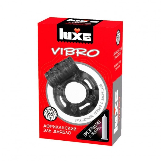 Чёрное эрекционное виброкольцо Luxe VIBRO  Африканский Эль Дьябло  + презерватив - Luxe - в Томске купить с доставкой