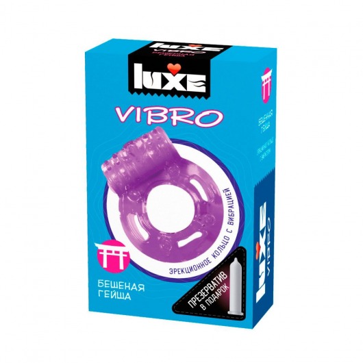 Фиолетовое эрекционное виброкольцо Luxe VIBRO  Бешеная гейша  + презерватив - Luxe - в Томске купить с доставкой