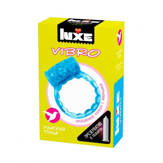 Голубое эрекционное виброкольцо Luxe VIBRO  Райская птица  + презерватив - Luxe - в Томске купить с доставкой