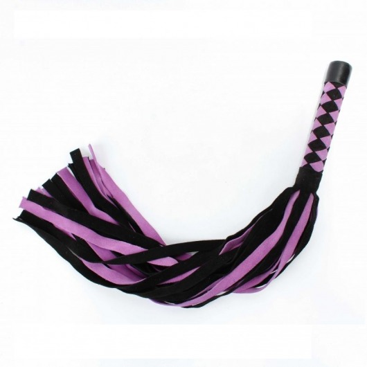 Черно-розовая плеть из замши - 58 см. - БДСМ Арсенал - купить с доставкой в Томске