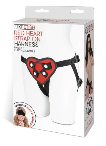 Трусики с красным сердечком для страпона - Lux Fetish - купить с доставкой в Томске