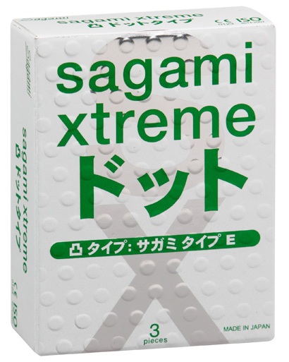 Презервативы Sagami Xtreme SUPER DOTS с точками - 3 шт. - Sagami - купить с доставкой в Томске