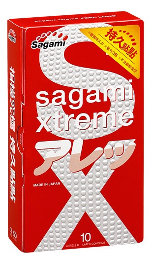 Утолщенные презервативы Sagami Xtreme Feel Long с точками - 10 шт. - Sagami - купить с доставкой в Томске