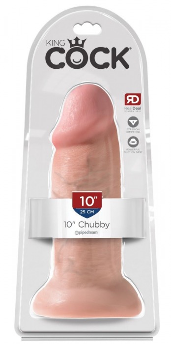 Телесный фаллоимитатор King Cock 10  Chubby - 25 см. - Pipedream