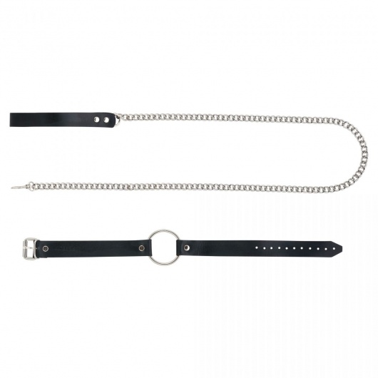 Черный поводок и чокер с кольцом Rada - Rebelts - купить с доставкой в Томске