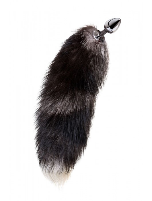 Серебристая металлическая анальная втулка с хвостом чернобурой лисы - размер S - ToyFa - купить с доставкой в Томске